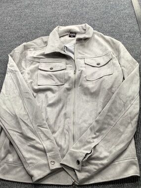 CAPO Light Gray Suede-Feel Zip Shirt Jacket